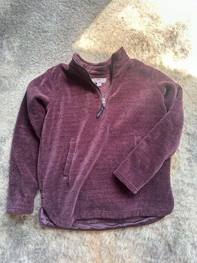 Big Kids Cozy Half-Zip Pullover in Deep Plum
